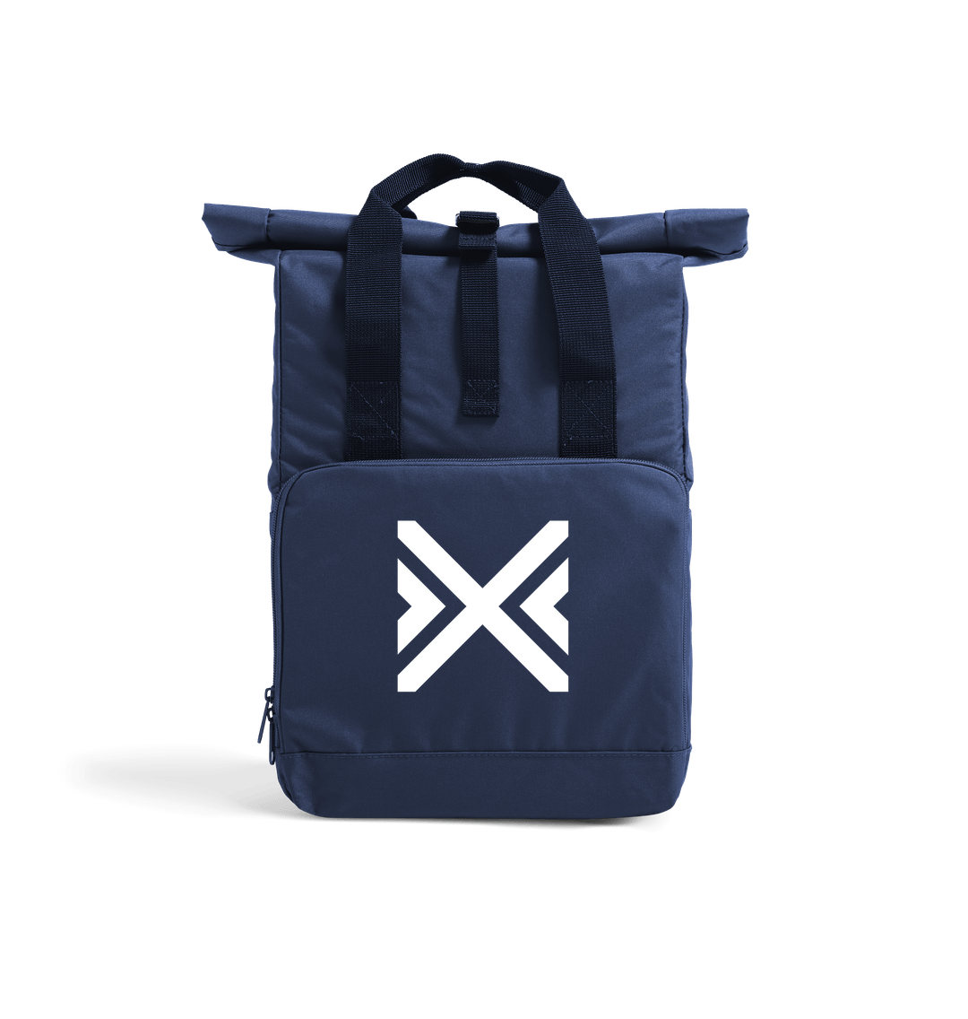 Navy Dusk Proto Chevron - Recycled Twin handle Roll-Top Backpack