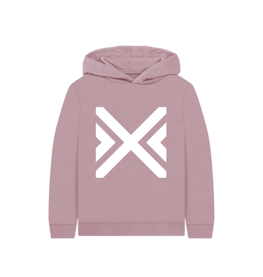 Mauve Cross Hoody Kids White Logo