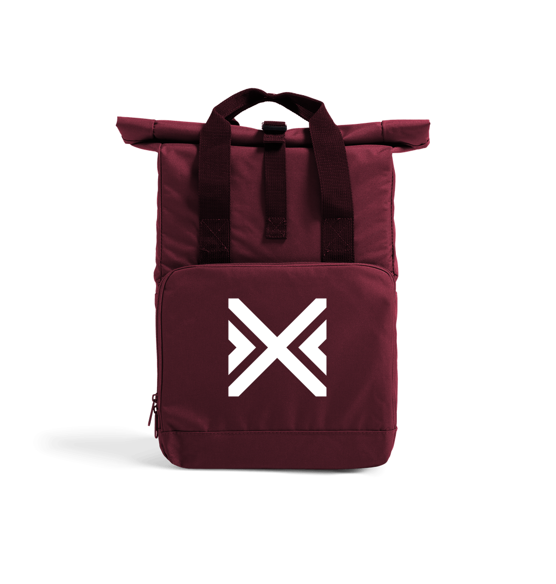 Burgundy Proto Chevron - Recycled Twin handle Roll-Top Backpack