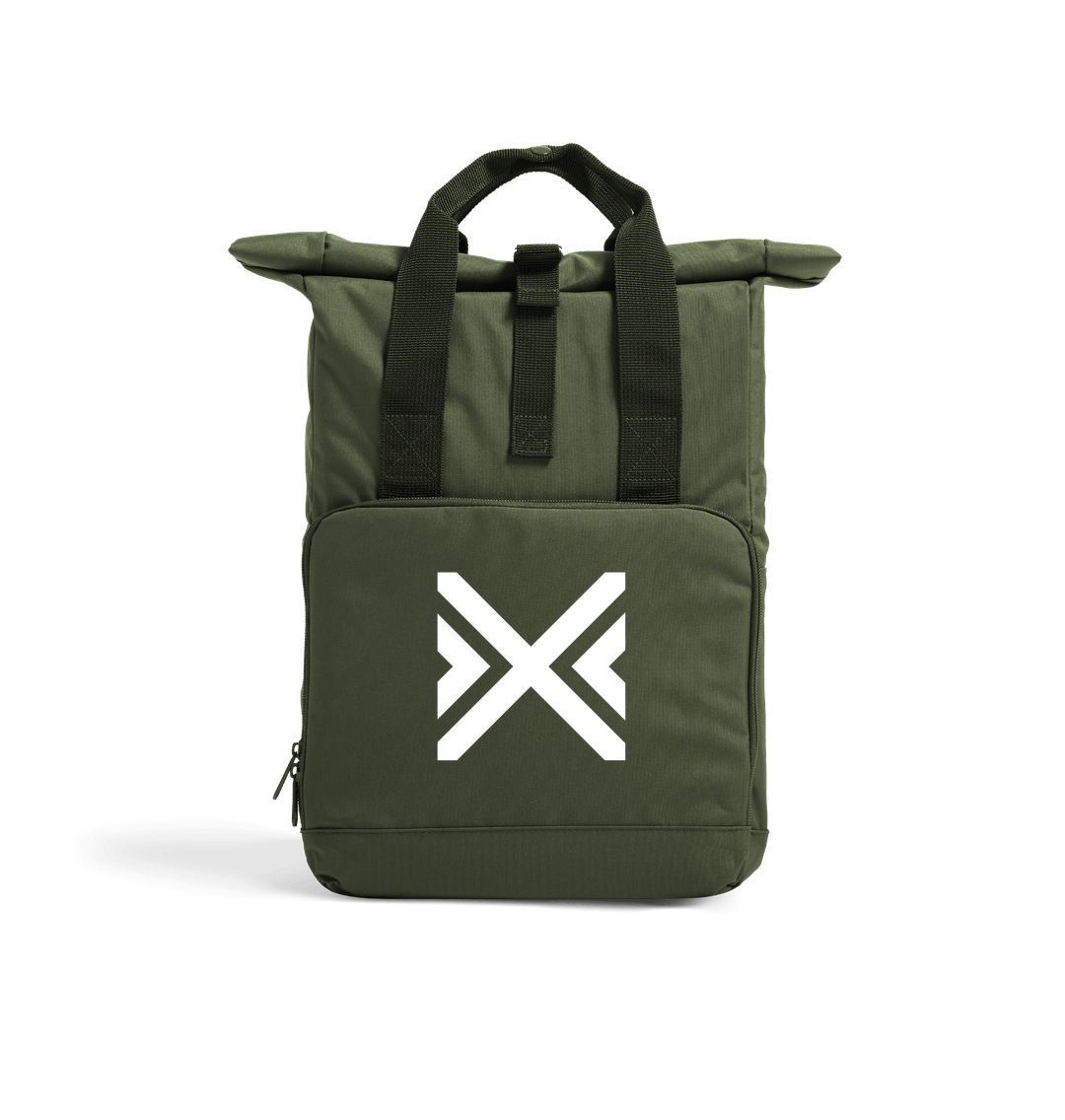 Olive Green Proto Chevron - Recycled Twin handle Roll-Top Backpack