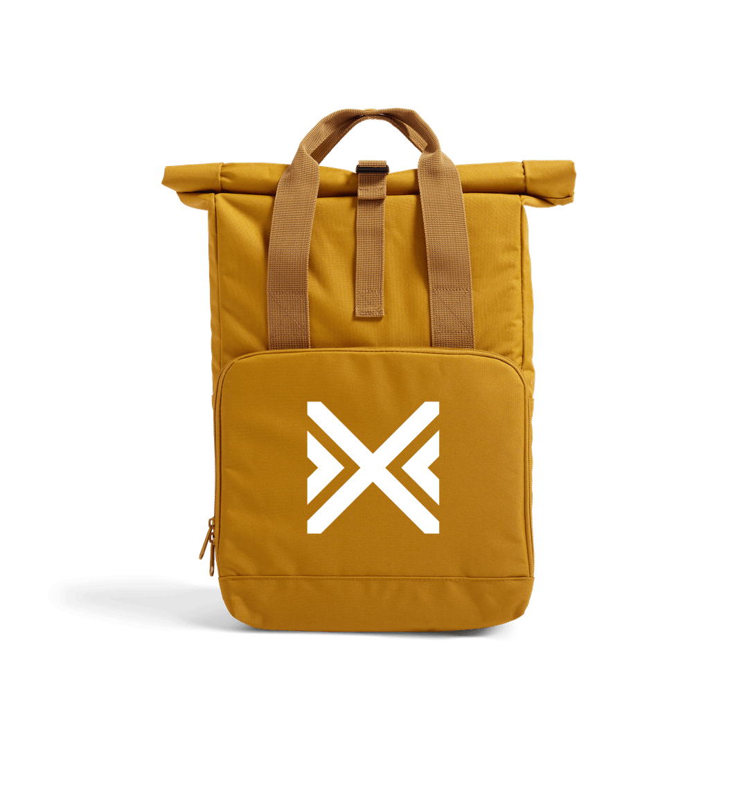 Mustard Proto Chevron - Recycled Twin handle Roll-Top Backpack